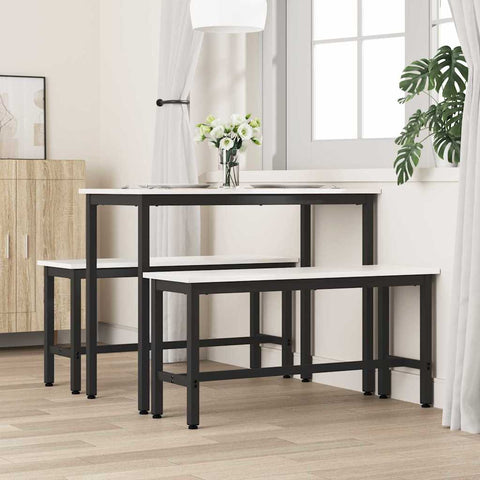 vidaXL Dining Bench 2 pcs White 100 x 32.5 x 49 cm Solid pine wood