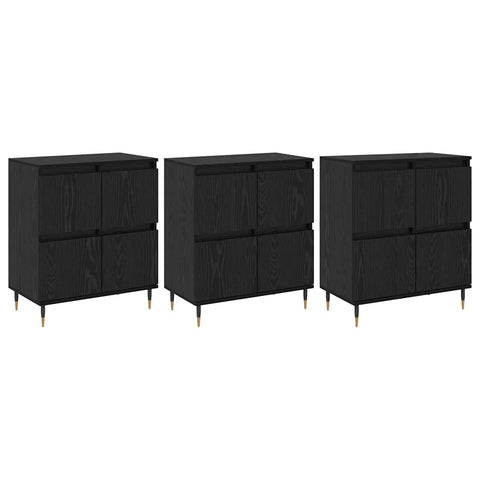 vidaXL Sideboards 3 pcs Black oak 180 x 35 x 70 cm Engineered wood