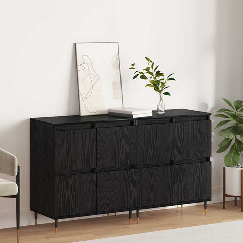 vidaXL Sideboards 2 pcs Black oak 120 x 35 x 70 cm Engineered wood