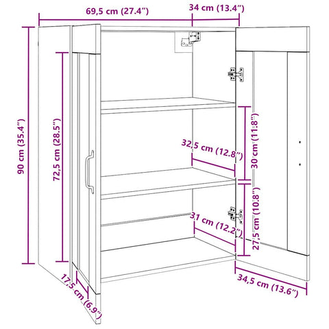 vidaXL Wall Mounted Cabinets 2 pcs Artisan oak 69.5 x 34 x 90 cm