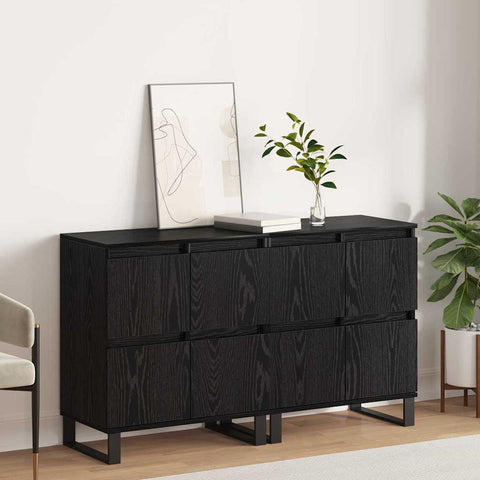 vidaXL Sideboards 2 pcs Black oak 120 x 35 x 70 cm Engineered wood