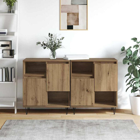 vidaXL Sideboards 2 pcs Artisan oak 120 x 35 x 70 cm Engineered wood