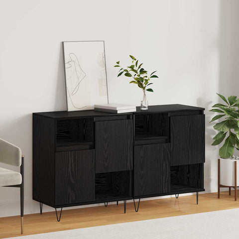 vidaXL Sideboards 2 pcs Black oak 120 x 35 x 70 cm Engineered wood