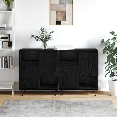 vidaXL Sideboards 2 pcs Black oak 120 x 35 x 70 cm Engineered wood