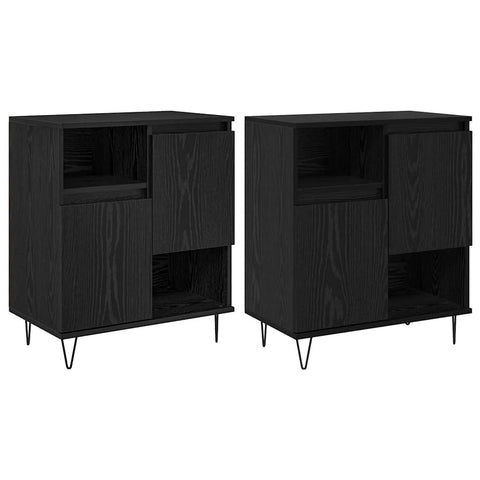 vidaXL Sideboards 2 pcs Black oak 120 x 35 x 70 cm Engineered wood