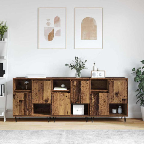 vidaXL Sideboards 3 pcs Old wood 180 x 35 x 70 cm Engineered wood