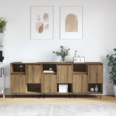 vidaXL Sideboards 3 pcs Artisan oak 180 x 35 x 70 cm Engineered wood