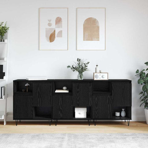 vidaXL Sideboards 3 pcs Black oak 180 x 35 x 70 cm Engineered wood