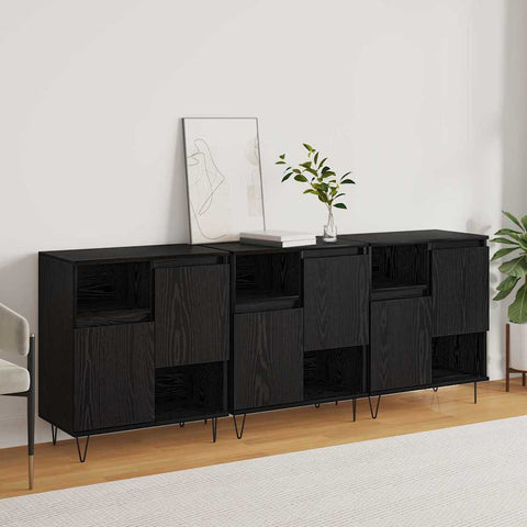vidaXL Sideboards 3 pcs Black oak 180 x 35 x 70 cm Engineered wood