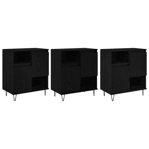 vidaXL Sideboards 3 pcs Black oak 180 x 35 x 70 cm Engineered wood