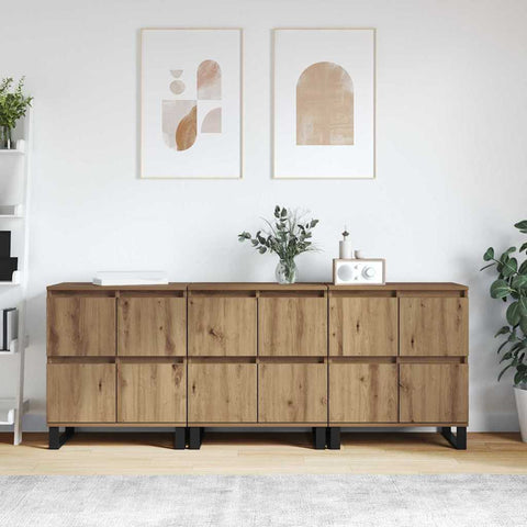 vidaXL Sideboards 3 pcs Artisan oak 180 x 35 x 70 cm Engineered wood