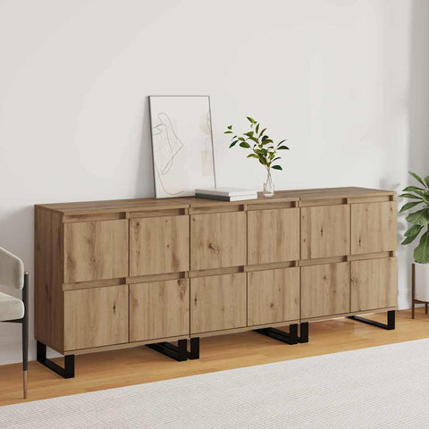vidaXL Sideboards 3 pcs Artisan oak 180 x 35 x 70 cm Engineered wood