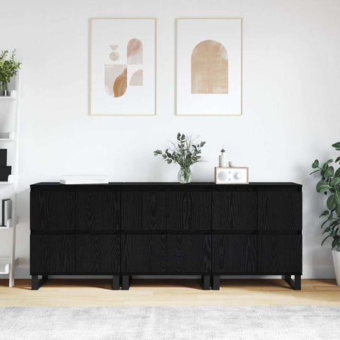 vidaXL Sideboards 3 pcs Black oak 180 x 35 x 70 cm Engineered wood