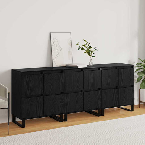 vidaXL Sideboards 3 pcs Black oak 180 x 35 x 70 cm Engineered wood