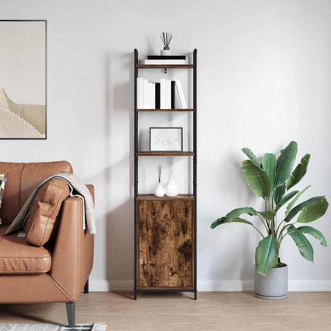 vidaXL Book Cabinet Smoked Oak 40 x 24 x 161 cm Engineered Wood