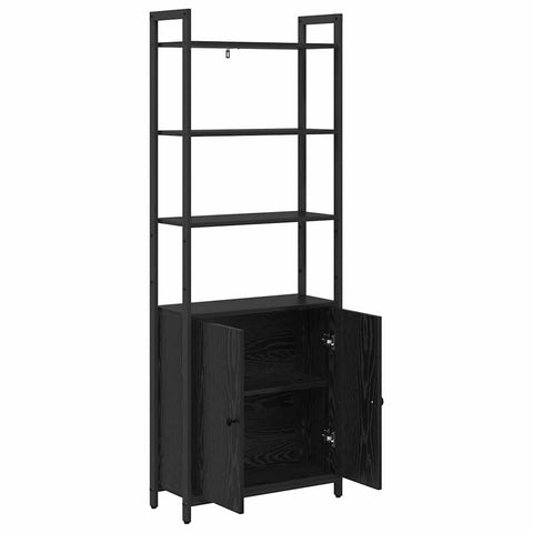 vidaXL Book Cabinet Black Oak 60 x 24 x 161 cm Engineered Wood