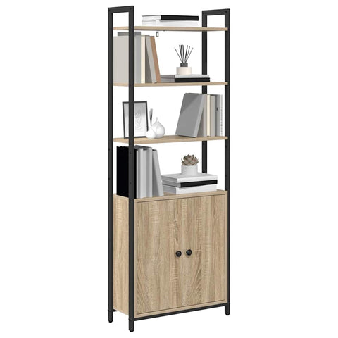 vidaXL Book Cabinet Sonoma Oak 60 x 24 x 161 cm Engineered Wood