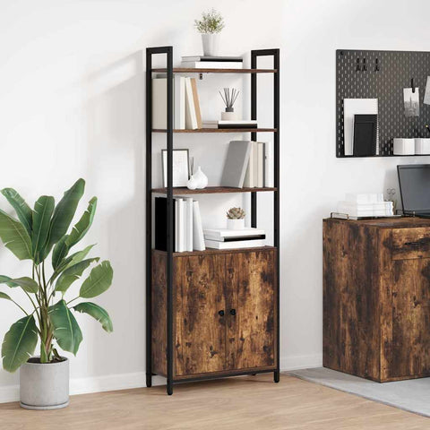 vidaXL Book Cabinet Smoked Oak 60 x 24 x 161 cm Engineered Wood