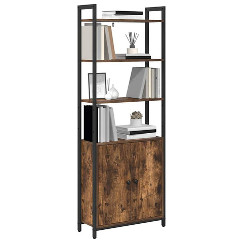 vidaXL Book Cabinet Smoked Oak 60 x 24 x 161 cm Engineered Wood