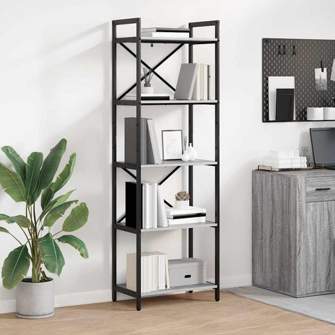 vidaXL Bookshelf Grey Sonoma 56 x 34 x 171 cm Engineered Wood