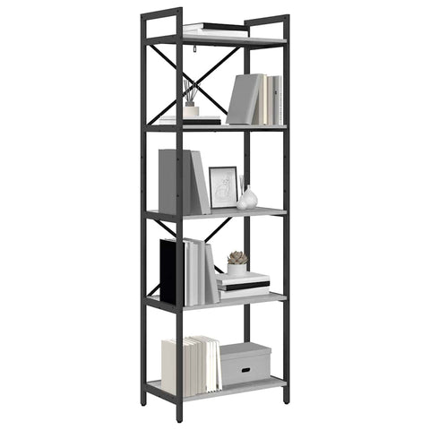 vidaXL Bookshelf Grey Sonoma 56 x 34 x 171 cm Engineered Wood