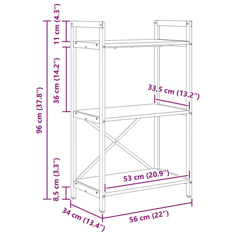 vidaXL Bookshelf Artisan Oak 56 x 34 x 96 cm Engineered Wood