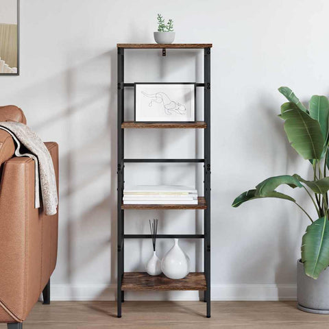 vidaXL Bookshelf Smoked Oak 40 x 29.5 x 115 cm Engineered Wood