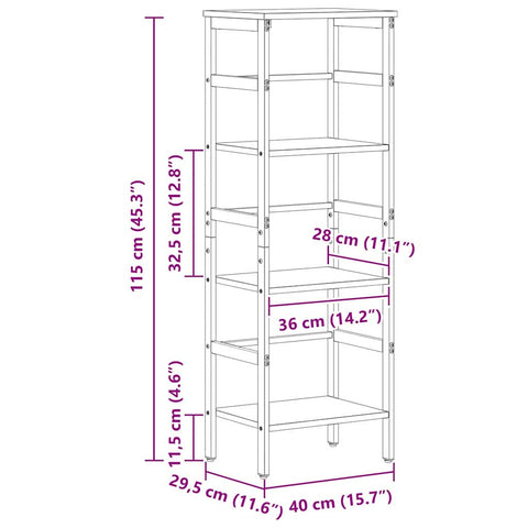 vidaXL Bookshelf Old Wood 40 x 29.5 x 115 cm Engineered Wood