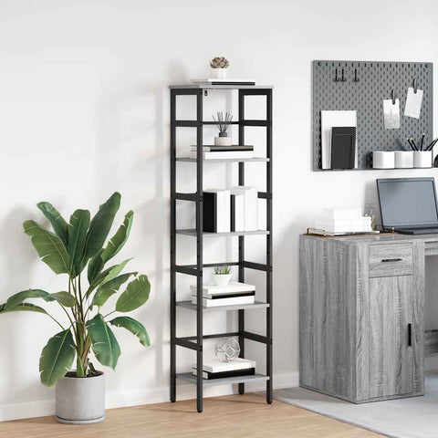 vidaXL Bookshelf Grey Sonoma 40 x 29.5 x 149 cm Engineered Wood