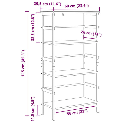 vidaXL Bookshelf Sonoma Oak 60 x 29.5 x 115 cm Engineered Wood