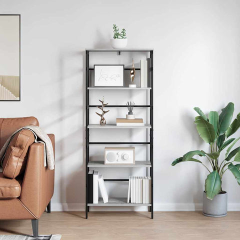 vidaXL Bookshelf Grey Sonoma 60 x 29.5 x 149 cm Engineered Wood