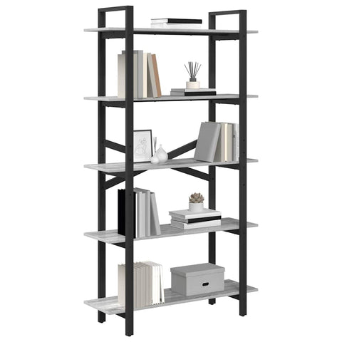 vidaXL Bookshelf Grey Sonoma 100 x 33.5 x 178 cm Engineered Wood