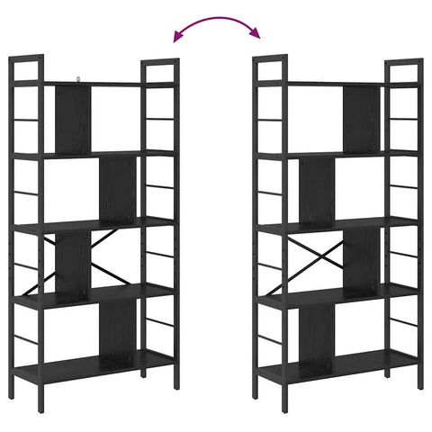 vidaXL Bookshelf Black Oak 75 x 30 x 156 cm Engineered Wood