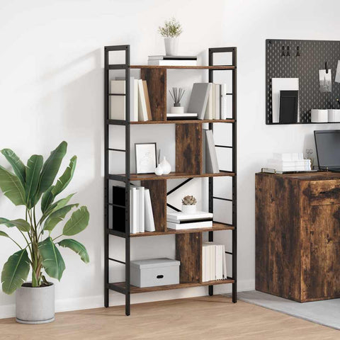 vidaXL Bookshelf Smoked Oak 75 x 30 x 156 cm Engineered Wood