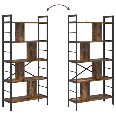 vidaXL Bookshelf Smoked Oak 75 x 30 x 156 cm Engineered Wood