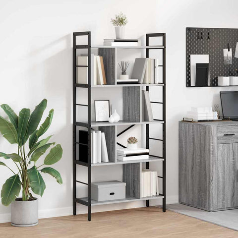 vidaXL Bookshelf Grey Sonoma 75 x 30 x 156 cm Engineered Wood