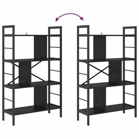 vidaXL Bookshelf Black Oak 75 x 30 x 123.5 cm Engineered Wood