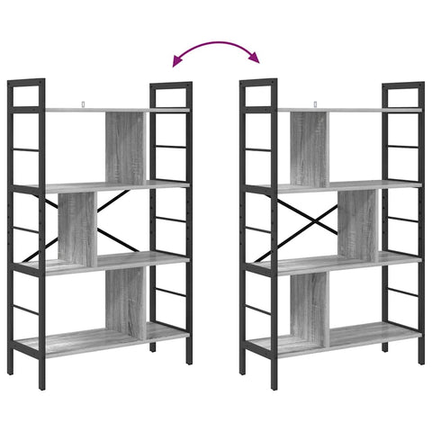 vidaXL Bookshelf Grey Sonoma 75 x 30 x 123.5 cm Engineered Wood