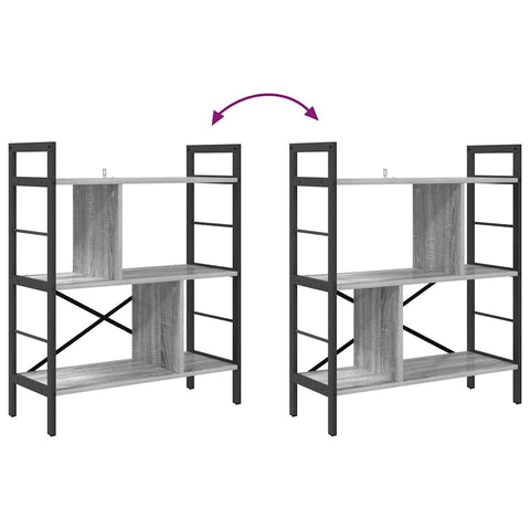vidaXL Bookshelf Grey Sonoma 75 x 30 x 91 cm Engineered Wood