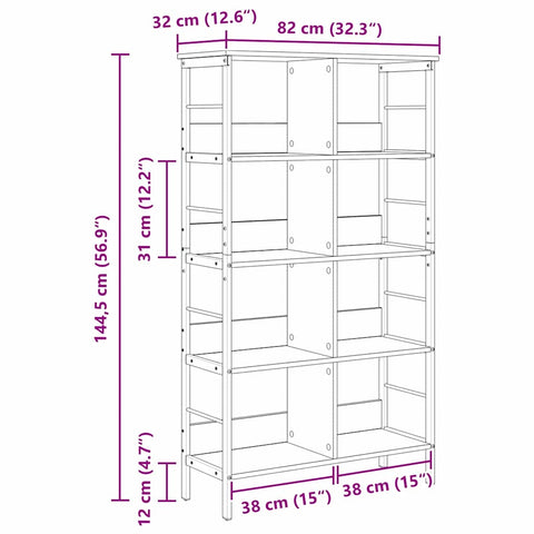 vidaXL Bookshelf Black Oak 82 x 32 x 144.5 cm Engineered Wood