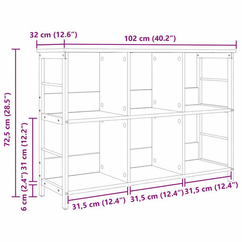vidaXL Bookshelf Black Oak 102 x 32 x 72.5 cm Engineered Wood