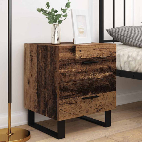 vidaXL Bedside Cabinet with Drawer 2 pcs Old wood 40 x 35 x 47.5 cm