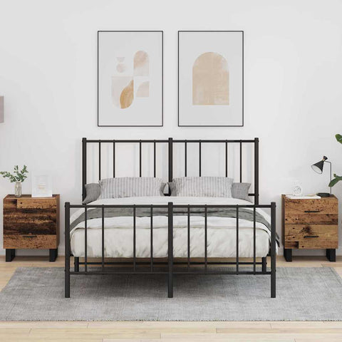 vidaXL Bedside Cabinet with Drawer 2 pcs Old wood 40 x 35 x 47.5 cm