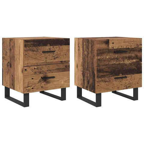 vidaXL Bedside Cabinet with Drawer 2 pcs Old wood 40 x 35 x 47.5 cm