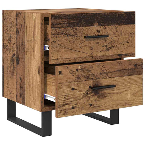 vidaXL Bedside Cabinet with Drawer 2 pcs Old wood 40 x 35 x 47.5 cm