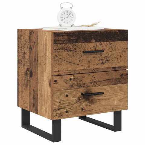 vidaXL Bedside Cabinet with Drawer 2 pcs Old wood 40 x 35 x 47.5 cm