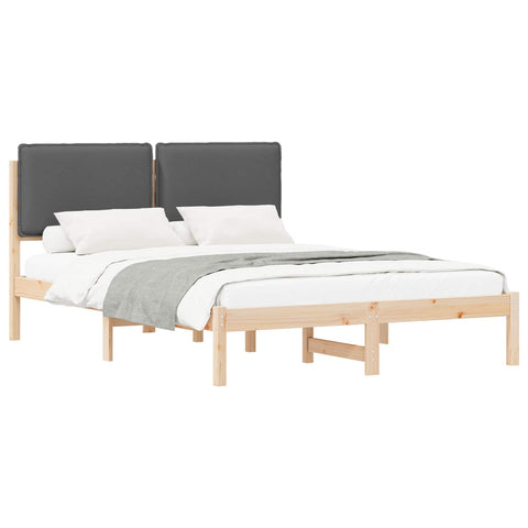 vidaXL Bed Frame with Upholstered Headboard Dark Grey 140 x 190 cm