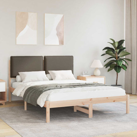 vidaXL Bed Frame with Upholstered Headboard Taupe 140 x 190 cm