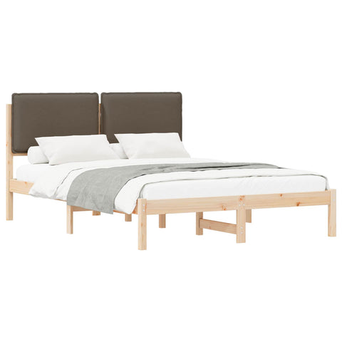 vidaXL Bed Frame with Upholstered Headboard Taupe 140 x 190 cm