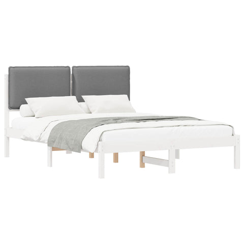 vidaXL Bed Frame with Upholstered Headboard Light Grey 140 x 190 cm